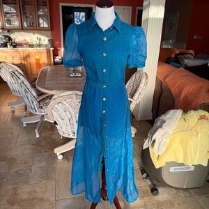 Oyrosy Denim Blue Maxi Dress